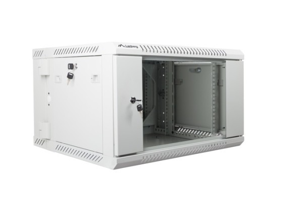 19" RACKOVÁ SKRIŇA S DVOJITÝM PRIEREZOM PRE MONTÁŽ NA STENU 6U/600X600 (FLAT PACK) SIVÁ LANBERG