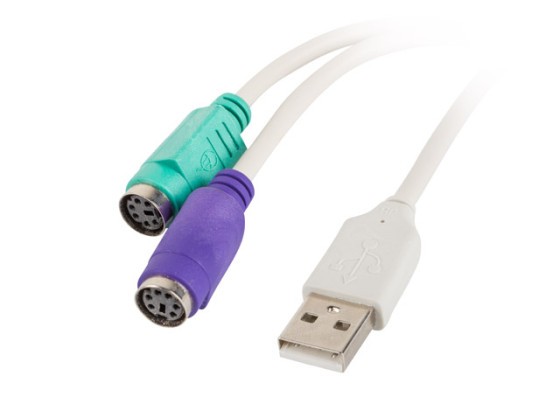 ADAPTÉR USB-A(M) 2.0-&gt;2X PS/2 BIELY LANBERG