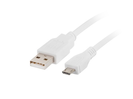 USB MICRO(M)-&gt;USB-A(M) 2.0 KÁBEL 1,8 M BIELY LANBERG
