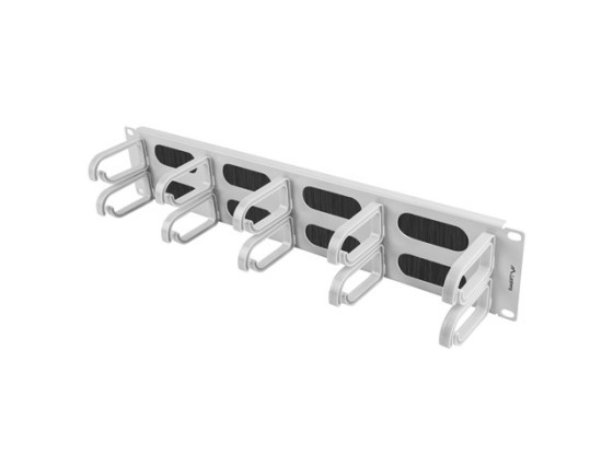19" PANEL S KEFOU NA VEDENIE KÁBLOV 10 KRÚŽKOV TYP B 2U SIVÁ LANBERG