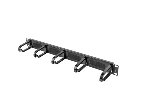 19" PANEL S KEFOU NA VEDENIE KÁBLOV 5 KRÚŽKOV TYP B 1U ČIERNY LANBERG