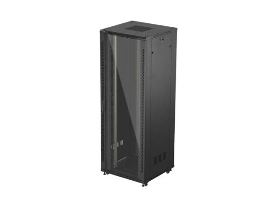RACKOVÁ INŠTALAČNÁ SKRIŇA 19" 47U 800X800 ČIERNE SKLENENÉ DVERE LANBERG (PLOCHÉ BALENIE)