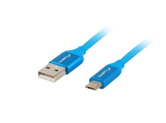 USB MICRO(M)-&gt;USB-A(M) 2.0 KÁBEL 1,8 M MODRÝ PREMIUM QC 3.0 LANBERG