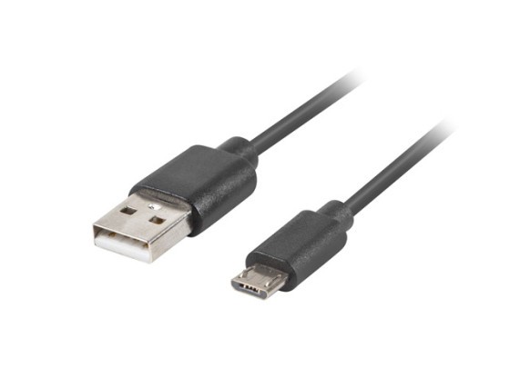 USB MICRO(M)-&gt;USB-A(M) 2.0 KÁBEL 3M ČIERNY QC 3.0 LANBERG