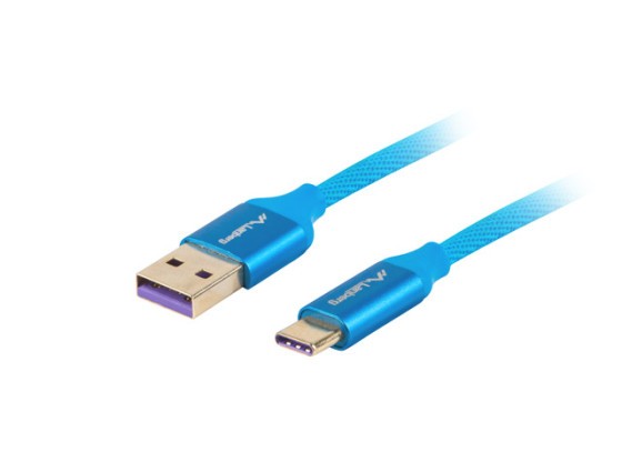 USB-C(M)-&gt;USB-A(M) 2.0 KÁBEL 0,5M MODRÝ PREMIUM 5A LANBERG