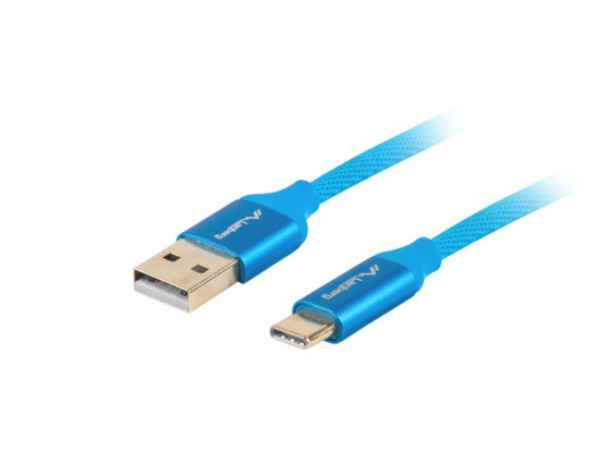 USB-C(M)-&gt;USB-A(M) 2.0 KÁBEL 1M MODRÝ PREMIUM QC 3.0 LANBERG