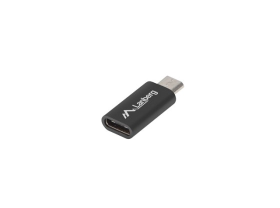 ADAPTÉR USB-C(F) 2.0-&gt;USB MICRO(M) ČIERNY LANBERG