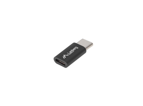 ADAPTÉR USB-C(M) 2.0-&gt;USB MICRO(F) ČIERNY LANBERG