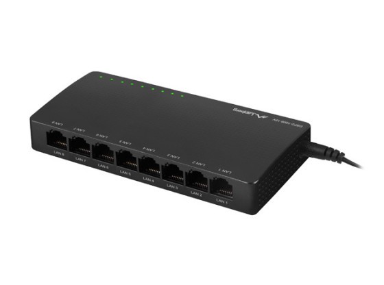 SWITCH LANBERG DSP2-1008-12V 8X 1GB/S UNMANAGED GIGABITOVÝ ETHERNET DESKTOP 12V