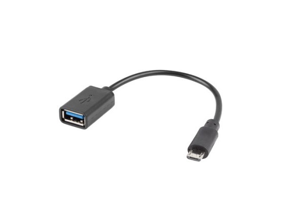 ADAPTÉR USB MICRO(M) 2.0-&gt;USB-A(F) 15CM OTG BLACK LANBERG