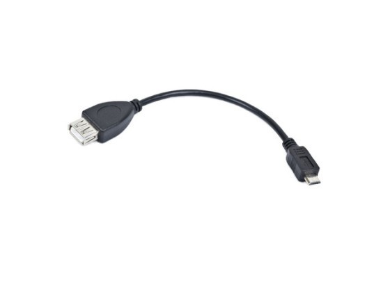 USB MICRO(M)-&gt;USB-A(F) 2.0 KÁBEL 0.15M OTG BLACK OEM LANBERG