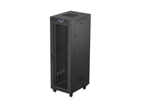 RACKOVÁ SKRIŇA 19" VOĽNE STOJACA 37U/600X800 (FLAT PACK) SO SIEŤOVANÝMI DVERAMI LCD ČIERNA LANBERG V2