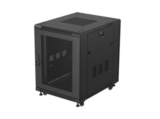 RACKOVÁ SKRIŇA 19" VOĽNE STOJACA 15U/600X800 (FLAT PACK) SO SIEŤOVANÝMI DVERAMI ČIERNA LANBERG