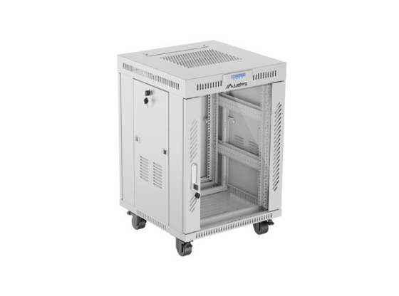 INŠTALAČNÝ STOJAN 19" 15U 600X600 SIVÉ SKLENENÉ DVERE LCD LANBERG (FLAT PACK) V2
