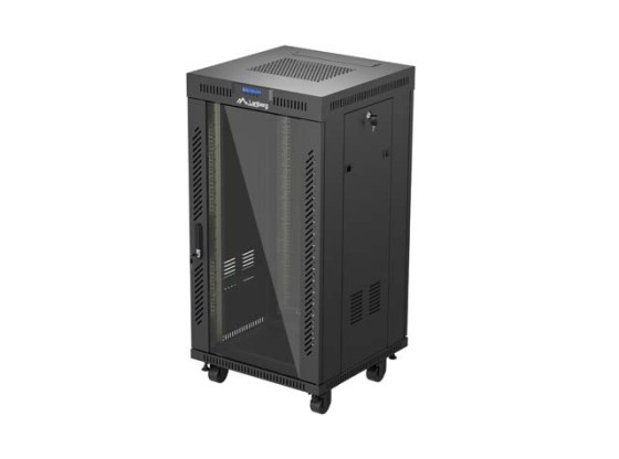 INŠTALAČNÝ RACK 19" 22U 600X600 ČIERNY LANBERG SKLENENÉ DVERE (FLAT PACK) V2