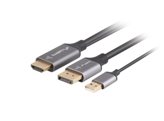 HDMI(M)->DISPLAYPORT(M) KÁBEL 1,8 M 4K ČIERNY LANBERG