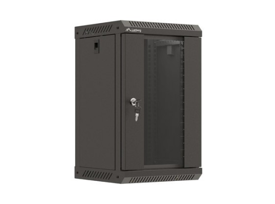 INŠTALAČNÝ STOJAN 10" 9U 300X300 ČIERNE SKLENENÉ DVERE LANBERG (PLOCHÉ BALENIE)