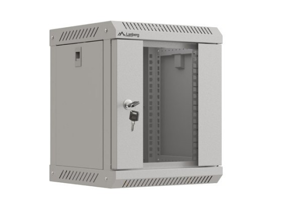 INŠTALAČNÝ REGÁL 10" 6U 300X300 SIVÉ SKLENENÉ DVERE LANBERG (PLOCHÉ BALENIE)