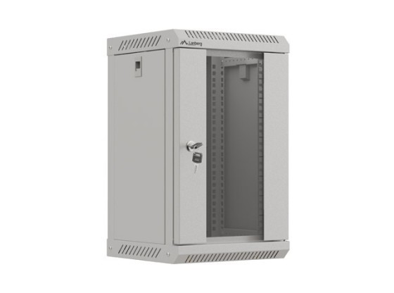 INŠTALAČNÝ REGÁL 10" 9U 300X300 SIVÉ SKLENENÉ DVERE LANBERG (PLOCHÉ BALENIE)