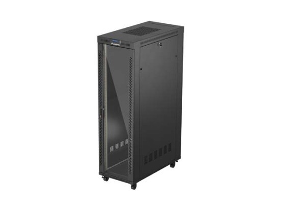 INŠTALAČNÝ STOJAN 19" 42U 600X1200 ČIERNE SKLENENÉ DVERE LCD LANBERG (FLAT PACK) V2