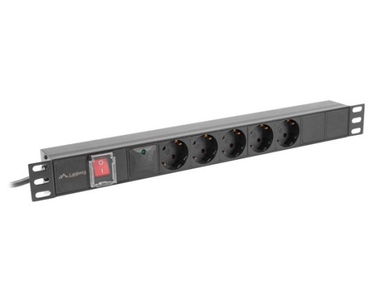 NAPÁJACÍ LIŠTA PDU 19" LANBERG 1U 16A 5X 230V SCHUKO 2M ČIERNA