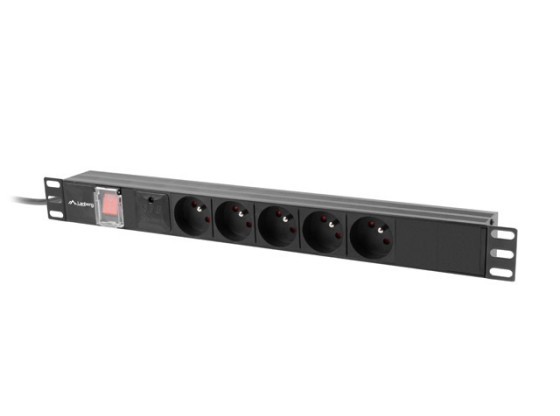 NAPÁJACÍ LIŠTA PDU 19" LANBERG 1U 10A 5X 230V PL 2M ČIERNA C14