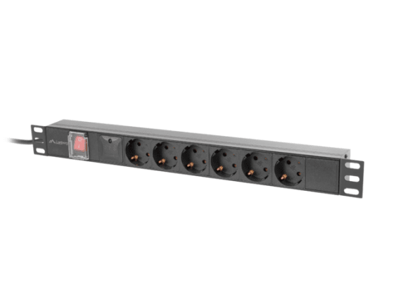 NAPÁJACÍ LIŠTA PDU 19" LANBERG 1U 10A 6X SCHUKO 2M ČIERNA C14