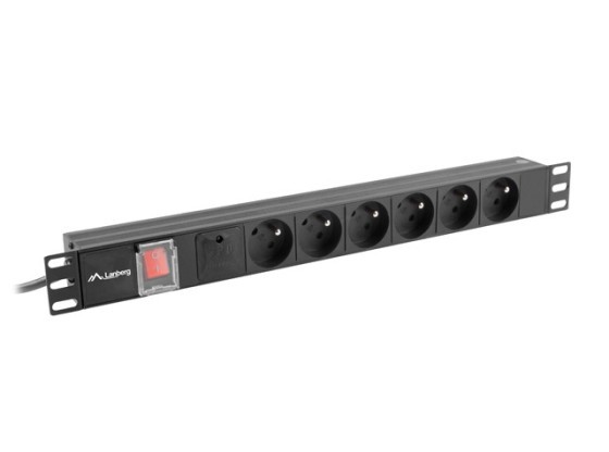 NAPÁJACÍ LIŠTA PDU 19" LANBERG 1U 10A 6X 230V PL 2M ČIERNA C14
