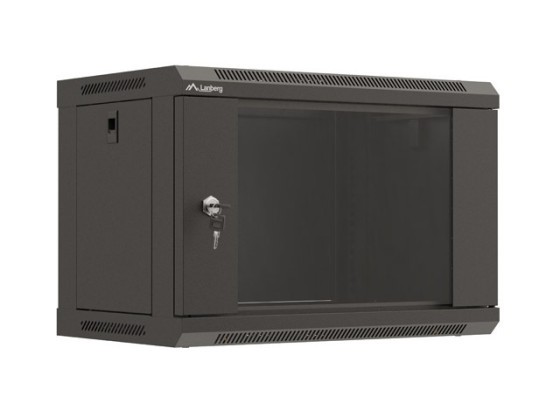 INŠTALAČNÝ RACK 19" 6U 540X350 ČIERNE SKLENENÉ DVERE LANBERG (PLOCHÉ BALENIE)