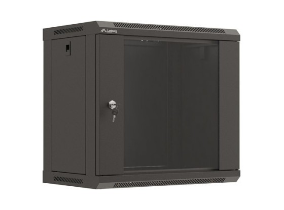 INŠTALAČNÝ STOJAN 19" 9U 540X350 ČIERNE SKLENENÉ DVERE LANBERG (PLOCHÉ BALENIE)