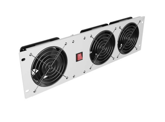 VERTIKÁLNY VENTILAČNÝ PANEL 19" 3U PRE RACK TRI VENTILÁTORY 230V ŠEDÁ LANBERG