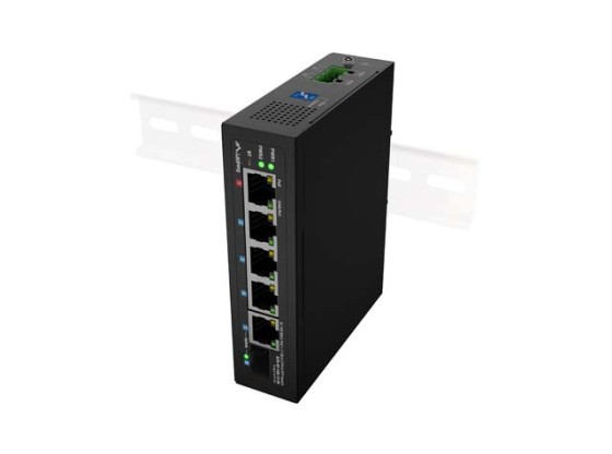 PREPÍNAČ LANBERG ILFE-4P-1GE-1S-90 LIGHT INDUSTRIAL POE 1XBT 3XAT SFP+ETH DIN FAST ETHERNET