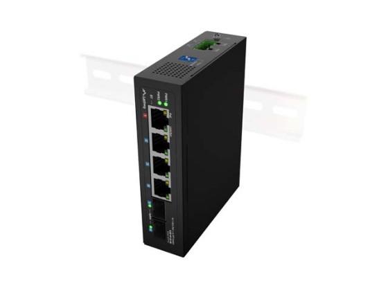 PREPÍNAČ LANBERG ILGE-4P-2S-90 LIGHT INDUSTRIAL POE 1XBT 3XAT 2XSFP DIN GIGABIT ETHERNET