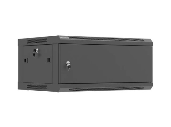 INŠTALAČNÝ STOJAN 19" 4U 600X450 ČIERNE KOVOVÉ DVERE LANBERG (PLOCHÉ BALENIE)