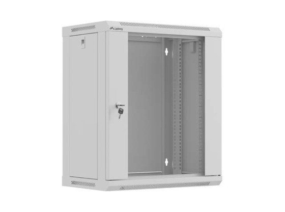 INŠTALAČNÝ STOJAN 19" 12U 540X350 SIVÉ SKLENENÉ DVERE LANBERG (PLOCHÉ BALENIE)