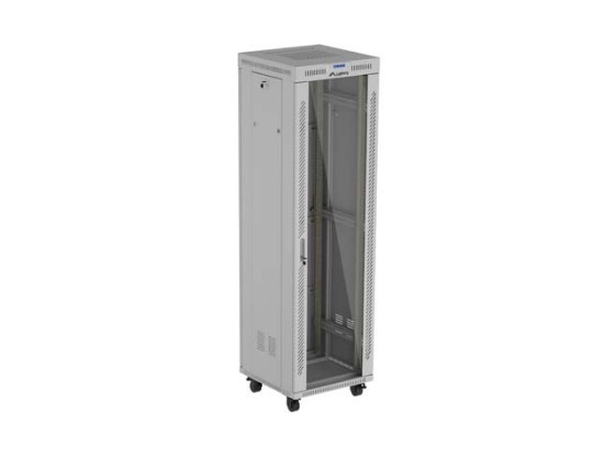 INŠTALAČNÁ SKRIŇA RACK 19" 42U 600X600 SIVÉ SKLENENÉ DVERE LCD LANBERG (FLAT PACK) V2