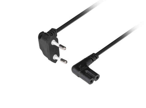 CEE 7/16->IEC 320 C7 EURO (RÁDIO) NAPÁJACÍ KÁBEL 3M UHLOVÝ ENEC ČIERNY LANBERG