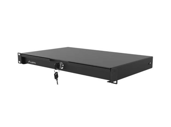 19" zásuvka 1U/483 × 270 mm, maximálna nosnosť až 90 kg, 4-bodové upevnenie, čierna, LANBERG