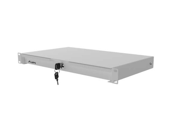 19" zásuvka 1U/483 × 270 mm, maximálna nosnosť až 90 kg, 4-bodové upevnenie, sivá, LANBERG