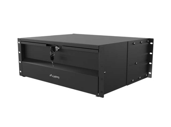 19" zásuvka 4U/483 × 360 mm, maximálna nosnosť až 90 kg, 4-bodové upevnenie, čierna, LANBERG
