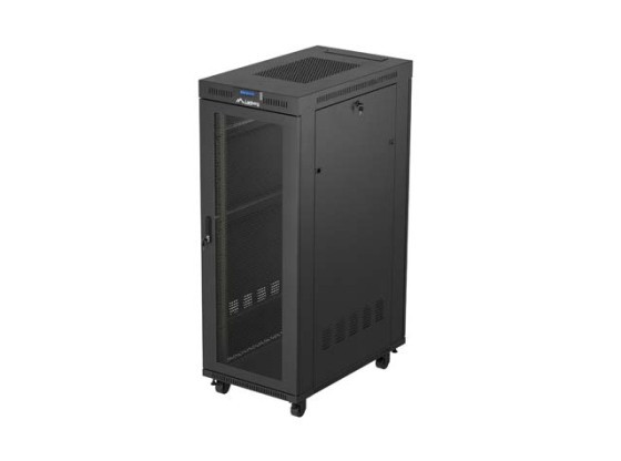 19-palcová voľne stojaca racková skriňa 32U/600×1000 (zmontovaná) s mriežkovanými dvierkami, LCD, čierna, LANBERG