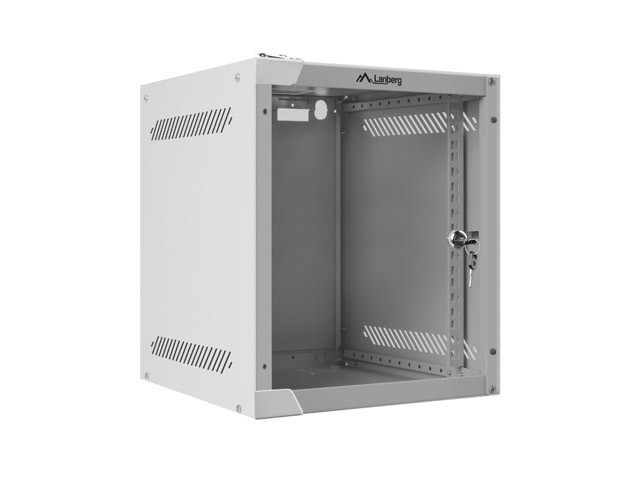 RACKOVÁ SKRIŇA 10" NA STENU 6U/280X310 (FLAT PACK) SO SKLENENÝMI DVERAMI SIVÁ LANBERG