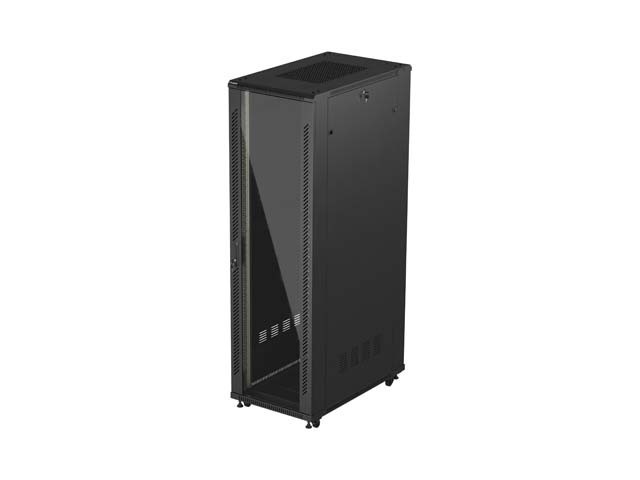 INŠTALAČNÁ SKRIŇA RACK 19" 42U 600X1000 ČIERNE SKLENENÉ DVERE LANBERG (PLOCHÉ BALENIE)