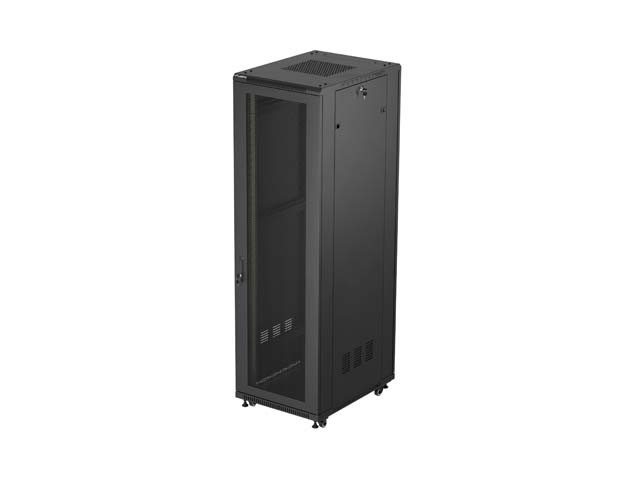 RACKOVÁ SKRIŇA 19" VOĽNE STOJACA 42U/600X800 (FLAT PACK) SO SIEŤOVANÝMI DVERAMI ČIERNA LANBERG