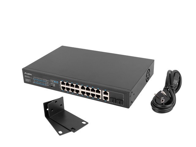 SWITCH LANBERG 16X 100MB POE+/2X 1GB/1X SFP UNMANAGED RACK 10" &amp; 19" GIGABIT ETHERNET 150W