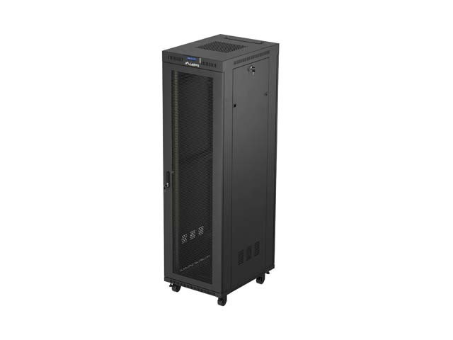 RACKOVÁ SKRIŇA 19" VOĽNE STOJACA 42U/600X800 (FLAT PACK) SO SIEŤOVANÝMI DVERAMI LCD ČIERNA LANBERG V2