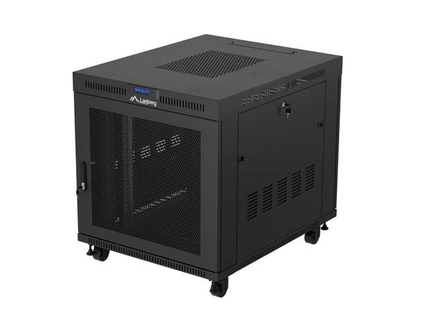 RACKOVÁ SKRIŇA 19" VOĽNE STOJACA 15U/800X1000 (FLAT PACK) ČIERNA SO SKLENENÝMI DVERAMI LCD LANBERG V2