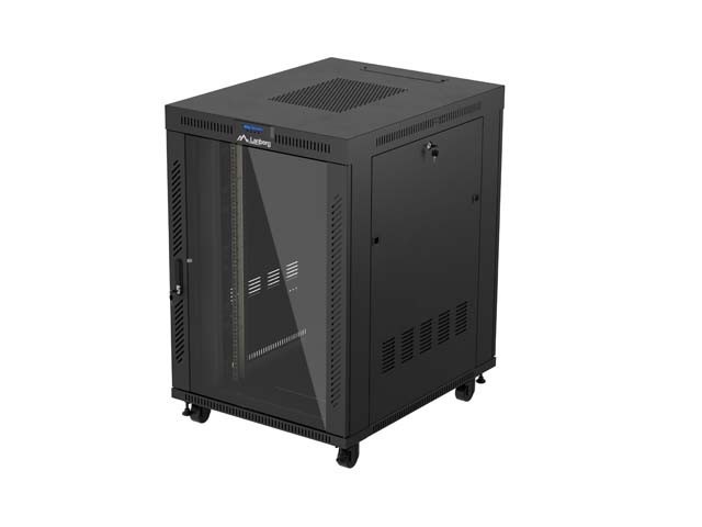 19" 22U 800X1000 ČIERNE SKLENENÉ DVERE LCD LANBERG (FLAT PACK) V2