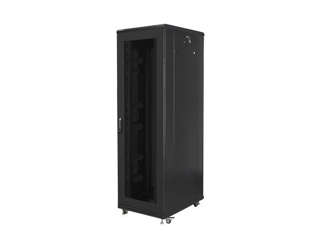 RACKOVÁ SKRIŇA 19" VOĽNE STOJACA 42U/800X800 S PERFOROVANÝMI DVERAMI ČIERNA LANBERG (ZMONTOVANÁ)