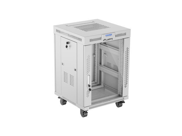 INŠTALAČNÝ STOJAN 19" 15U 600X600 SIVÉ SKLENENÉ DVERE LCD LANBERG (FLAT PACK) V2